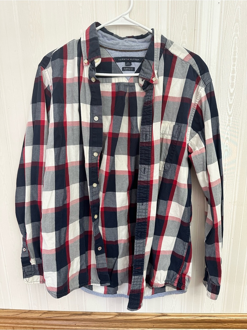 Tommy Hilfiger Red Navy White Plaid Button-Down Shirt